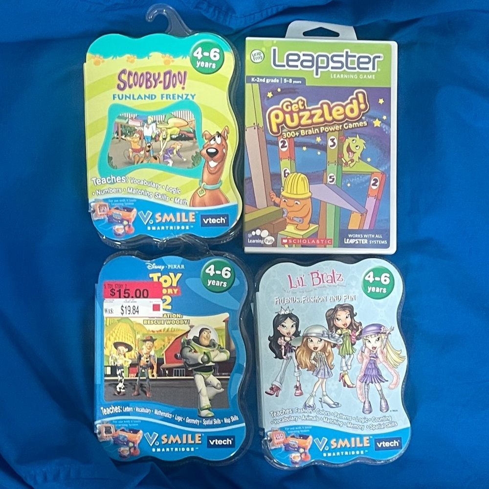 Bundle of 4 learning videos for kids( ages 4-8) Scooby Doo, Disney Pixar, + more